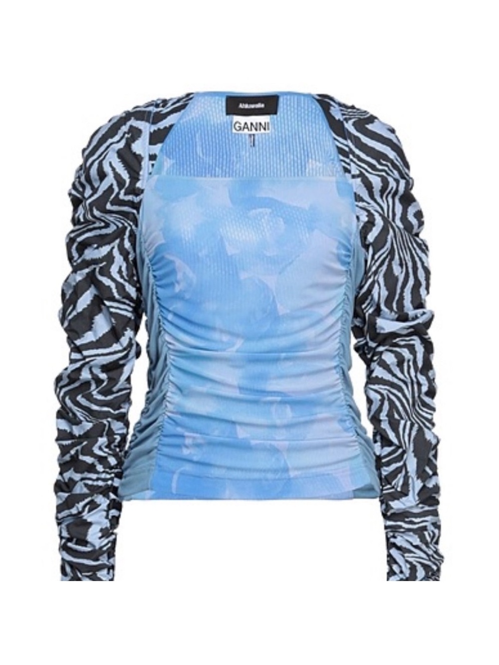 GANNI X Ahluwalia Mixed Medua Puff Sleeve Top